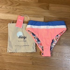 NWT Maaji Coraly Blue Suzy Q Bikini Bottoms - Sz Medium